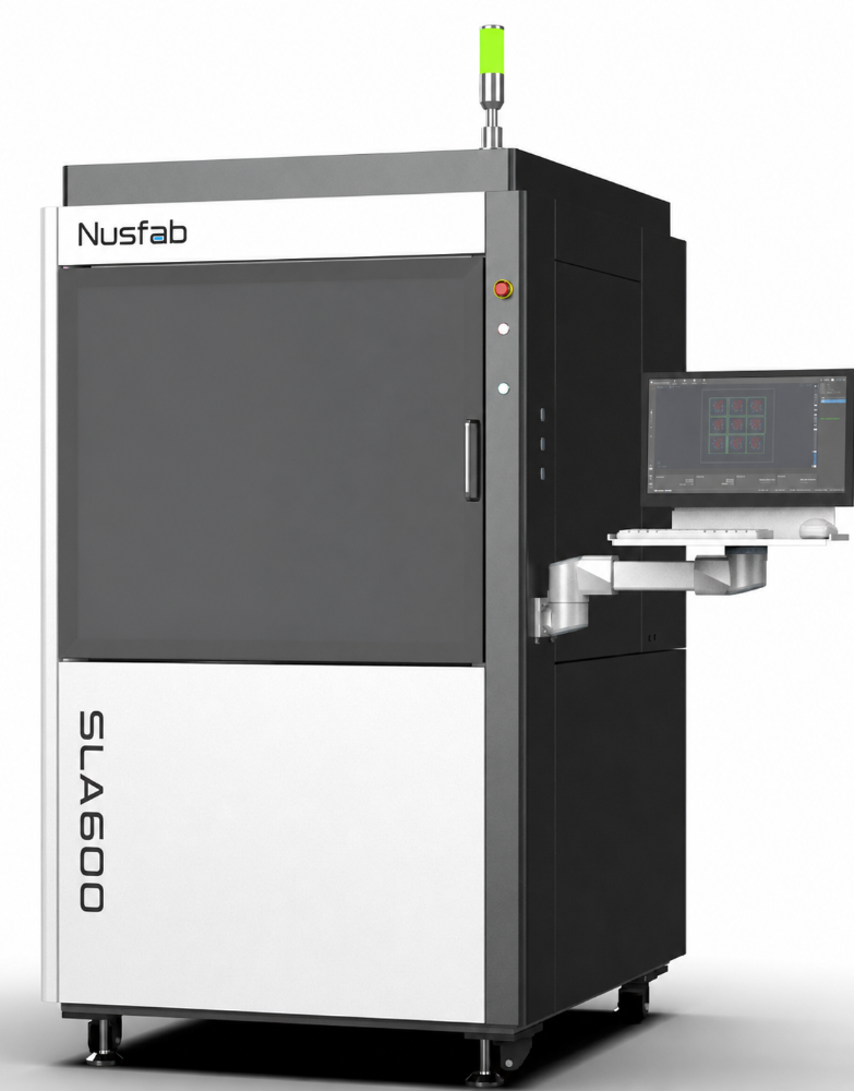 Nusfab SLA600 3D printing machine on a white background