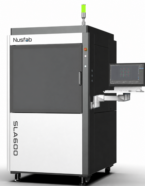Nusfab SLA600 3D printing machine on a white background